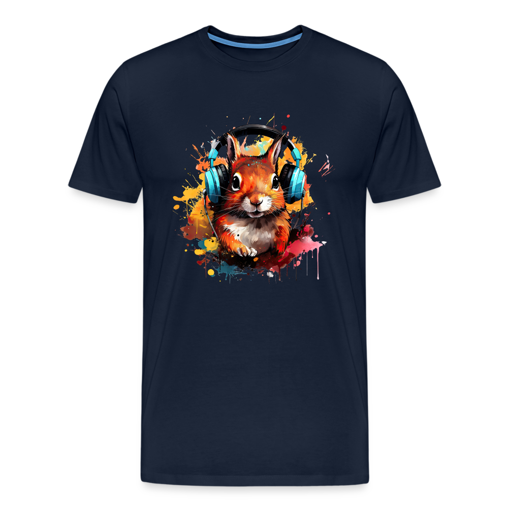 Eichhörnchen Kopfhörer Safari Zoo Männer Premium T-Shirt - Navy
