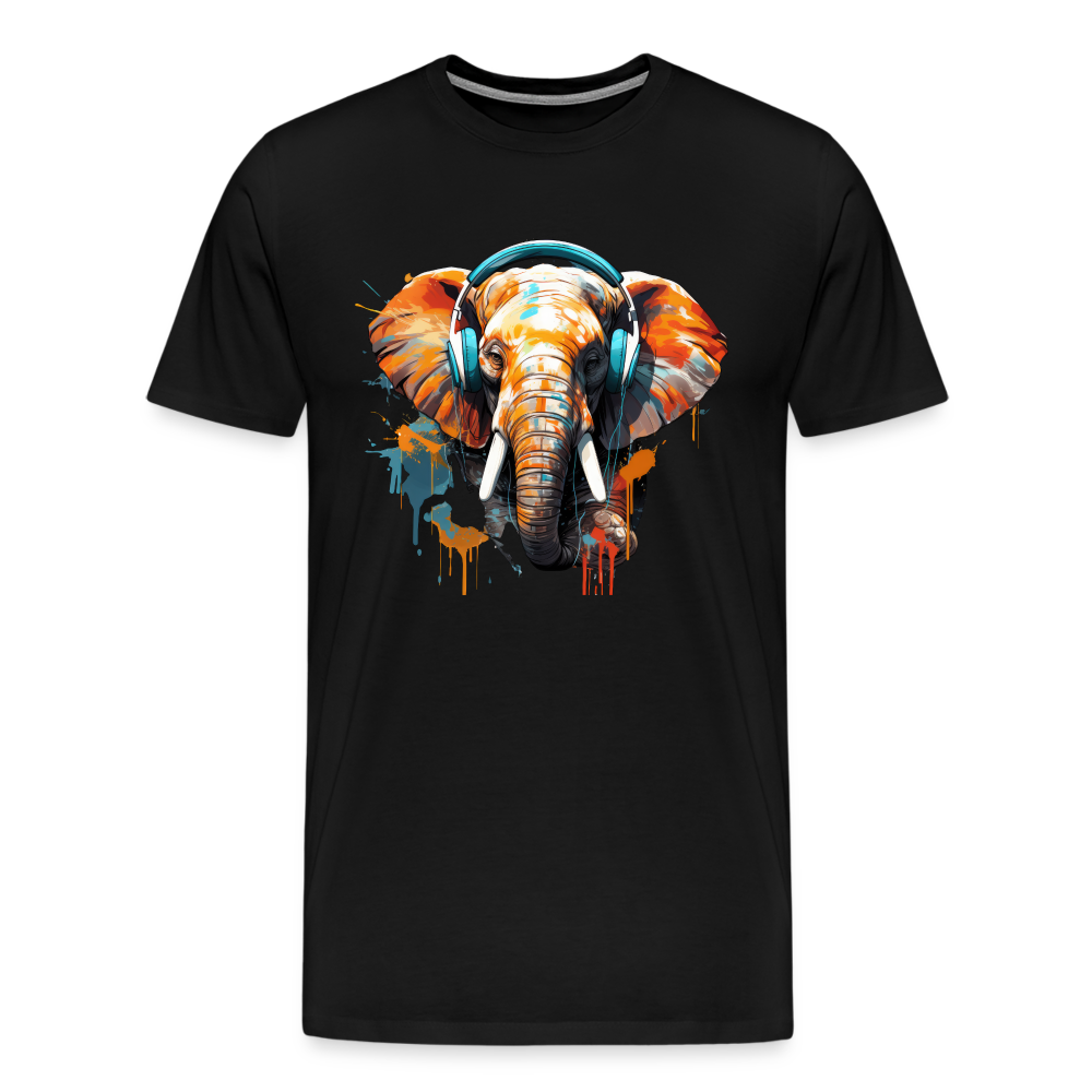 Elefant Kopfhörer Safari Zoo Männer Premium T-Shirt - Schwarz