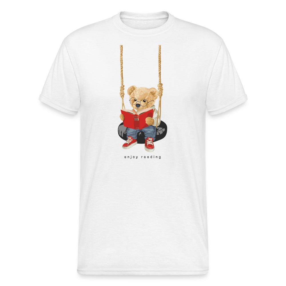 Teddybär Bear Enjoy reading Streetwear Spruch T-Shirt Herren - Weiß