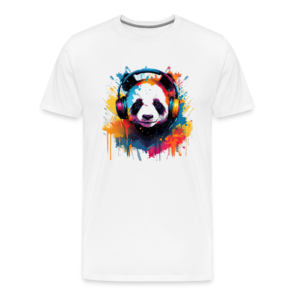 Panda Kopfhörer Safari Zoo Männer Premium T-Shirt - Weiß