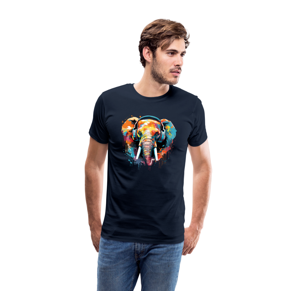 Elefant Kopfhörer Safari Zoo Männer Premium T-Shirt - Navy