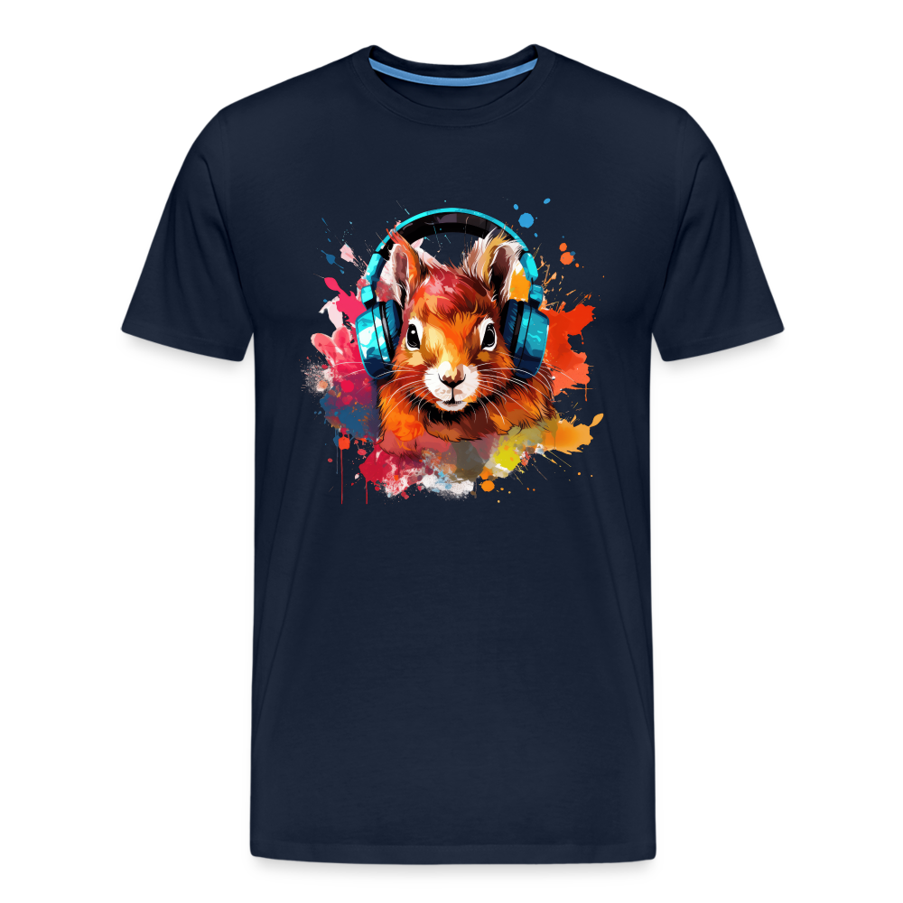 Eichhörnchen Kopfhörer Safari Zoo Männer Premium T-Shirt - Navy