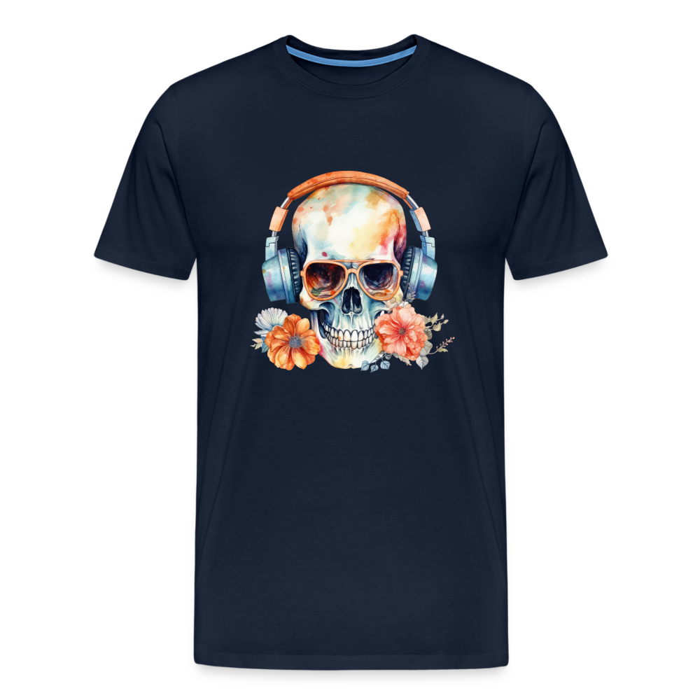 Totenkopf Kopfhörer Safari Zoo Männer Premium T-Shirt - Navy