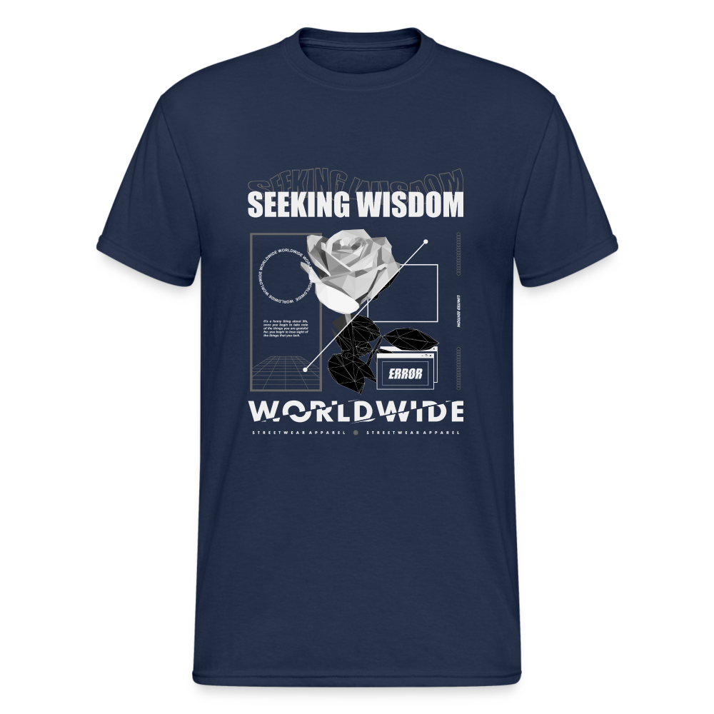 Urban Streetwear Seeking Wisdom World Wide T-Shirt Herren - Navy