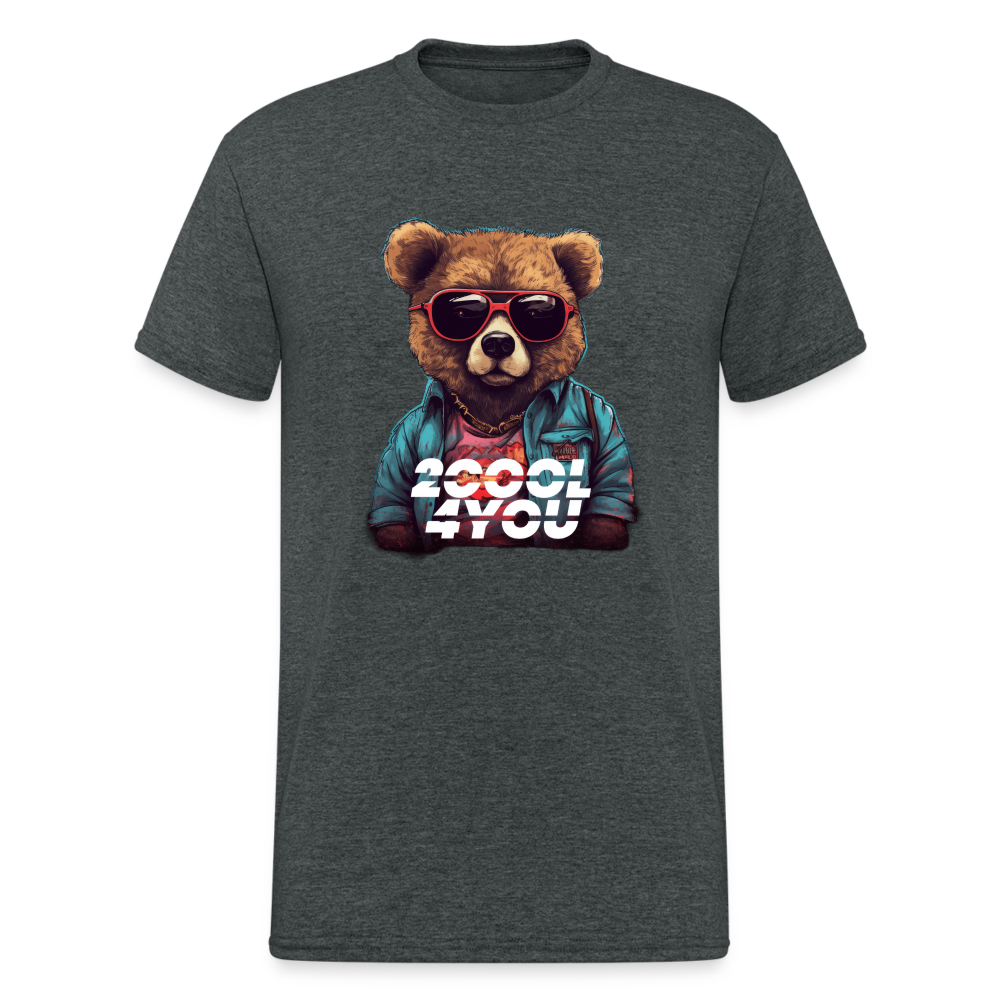 Teddybär Bear 2Cool4 You Streetwear Spruch T-Shirt Herren - Dunkelgrau meliert