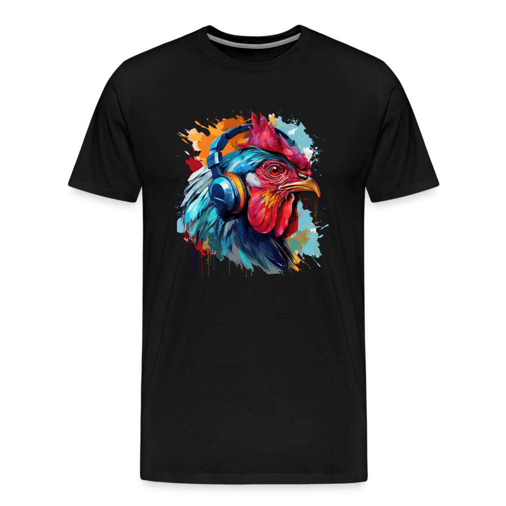 Hahn Kopfhörer Safari Zoo Männer Premium T-Shirt - Schwarz