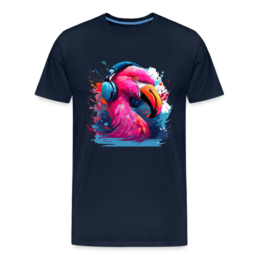 Flamingo Kopfhörer Safari Zoo Männer Premium T-Shirt - Navy
