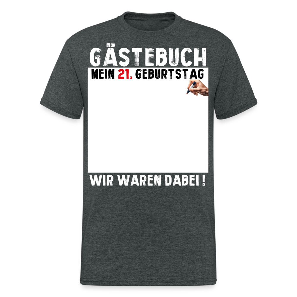 21. Geburtstag Gästebuch T-Shirt Lustig Geschenk T-Shirt - Dunkelgrau meliert