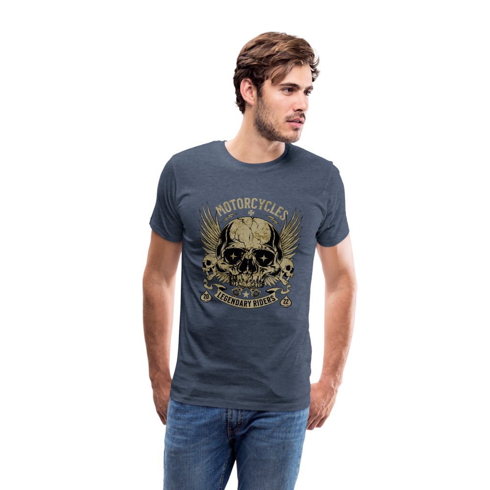 Motorcycles Legendary Riders Premium T-Shirt Herren - Blau meliert