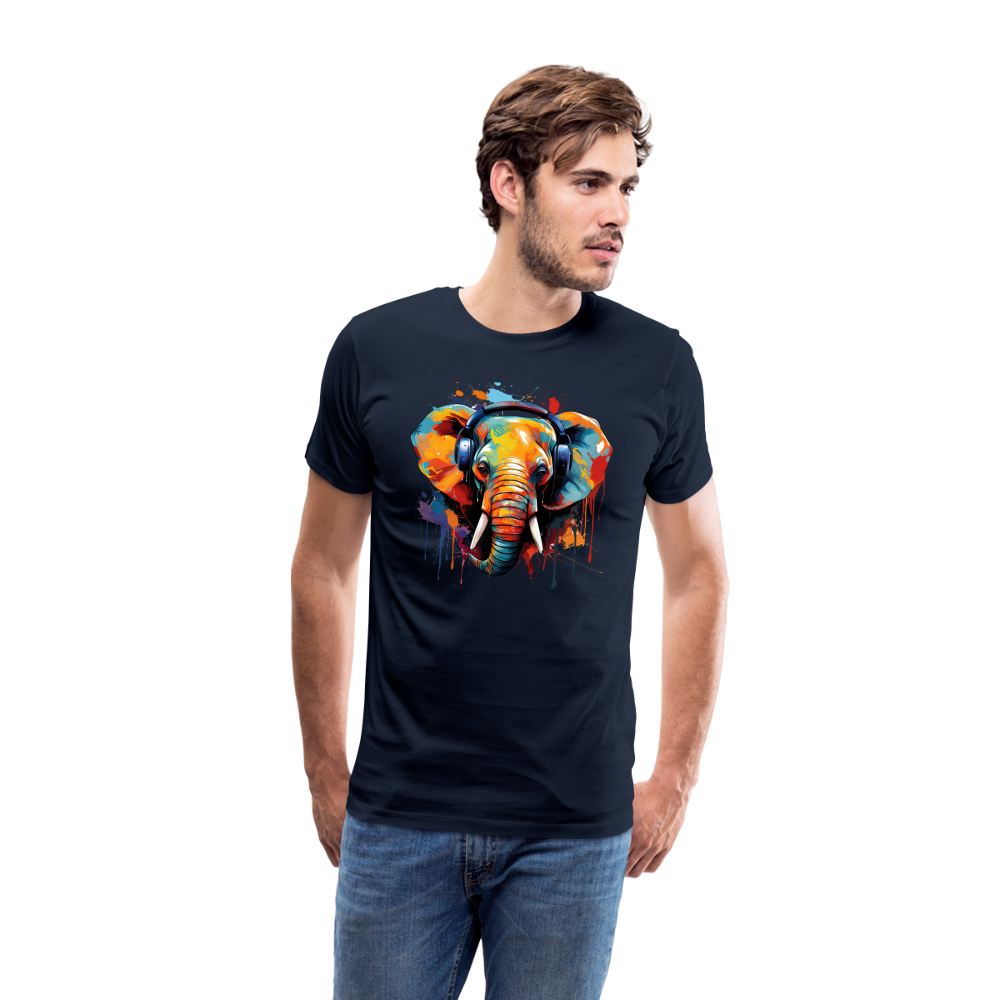 Elefant Kopfhörer Safari Zoo Männer Premium T-Shirt - Navy