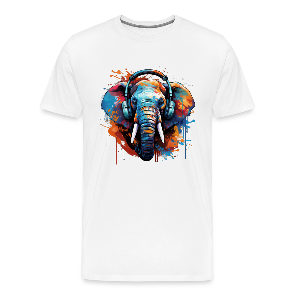 Elefant Kopfhörer Safari Zoo Männer Premium T-Shirt - Weiß