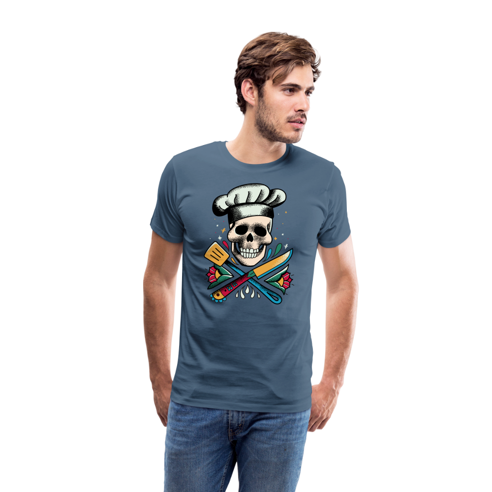 Cook Skull Koch Totenkopf Premium T-Shirt Herren - Blaugrau