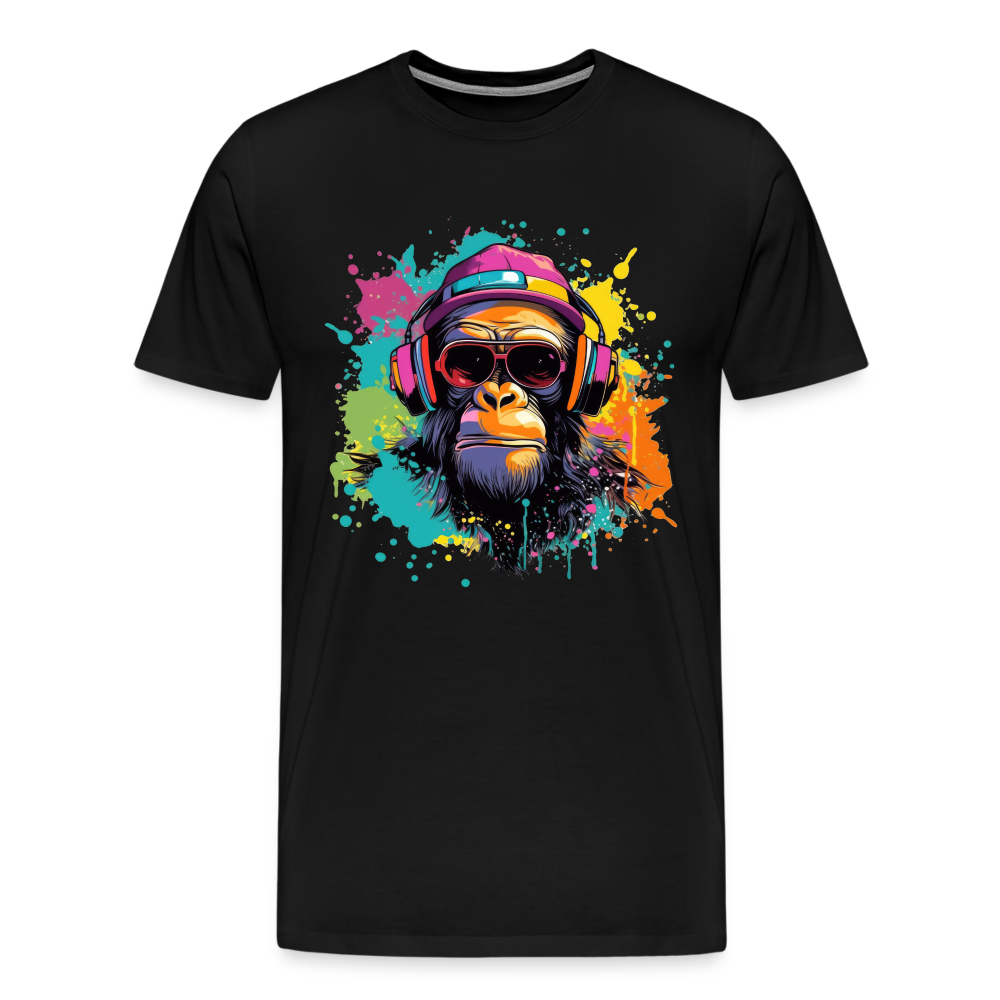 DJ Monkey Affe T-Shirt Männer Premium T-Shirt - Schwarz