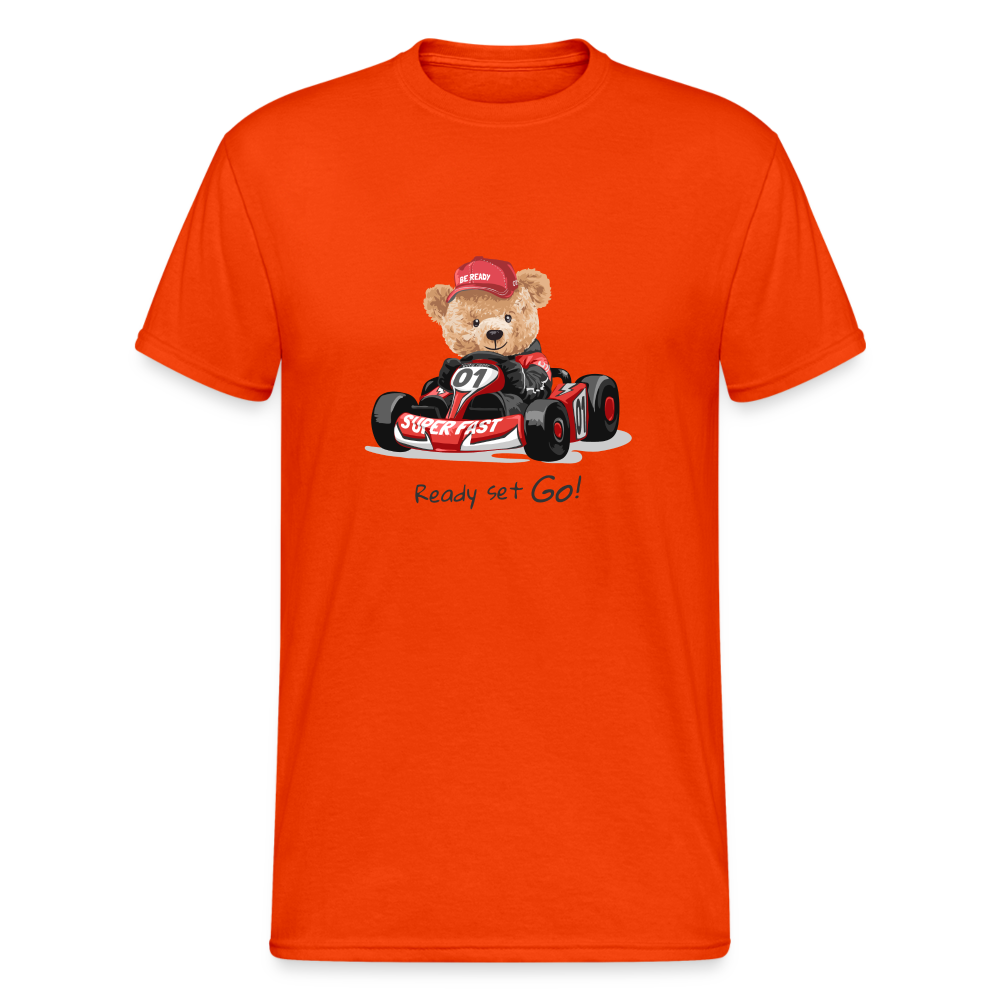 Teddybär Bear Ready set Go Master Streetwear Spruch T-Shirt Herren - kräftig Orange