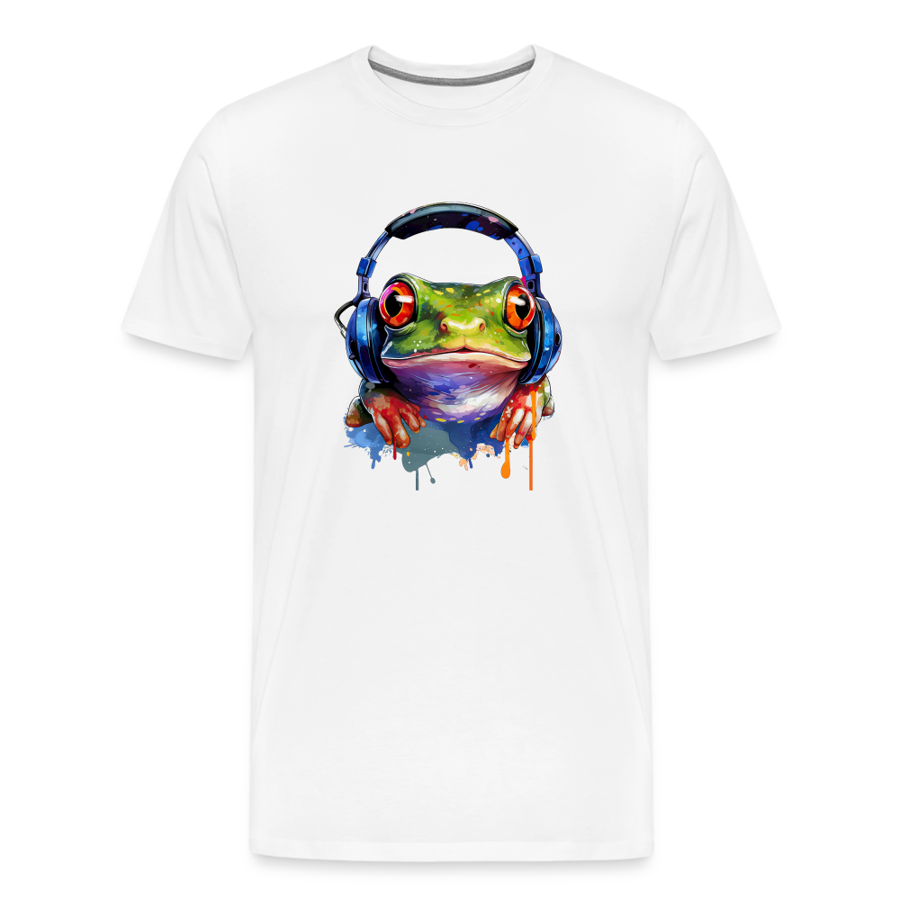 Frosch Kopfhörer Safari Zoo Männer Premium T-Shirt - Weiß