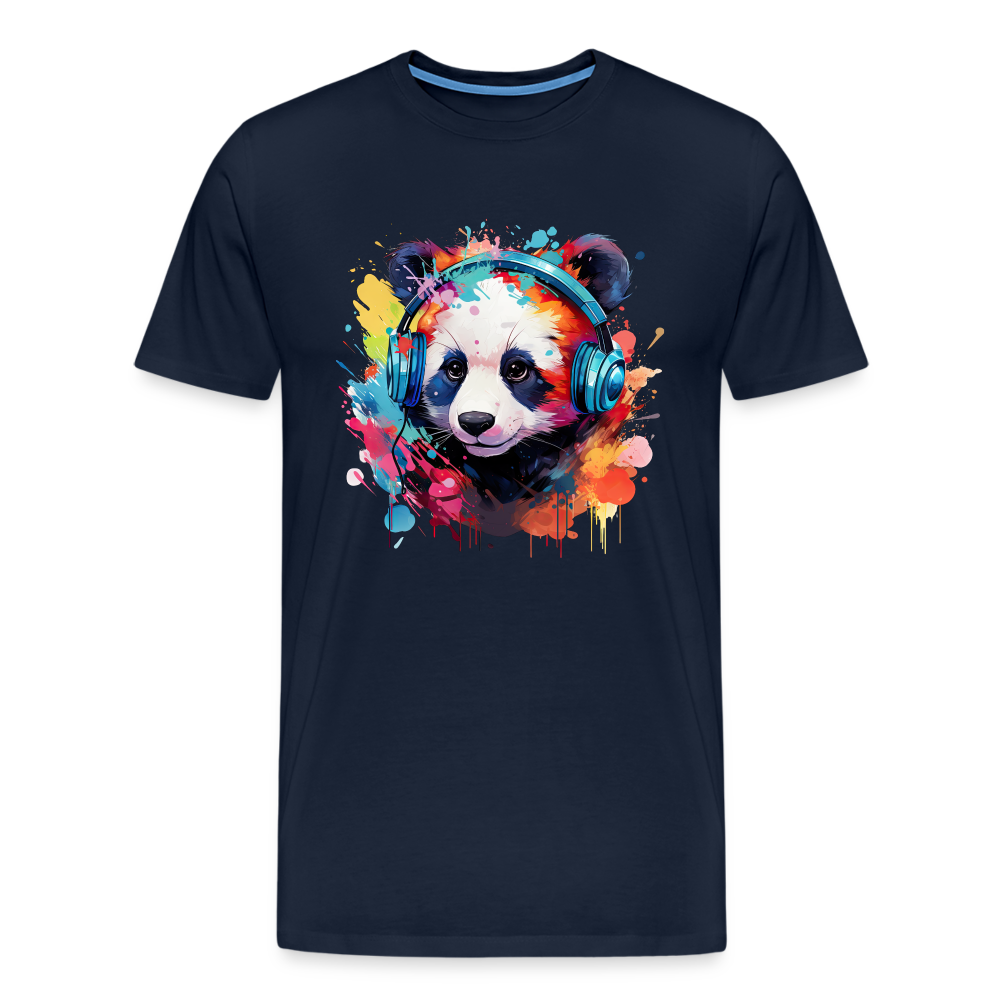 Panda Kopfhörer Safari Zoo Männer Premium T-Shirt - Navy