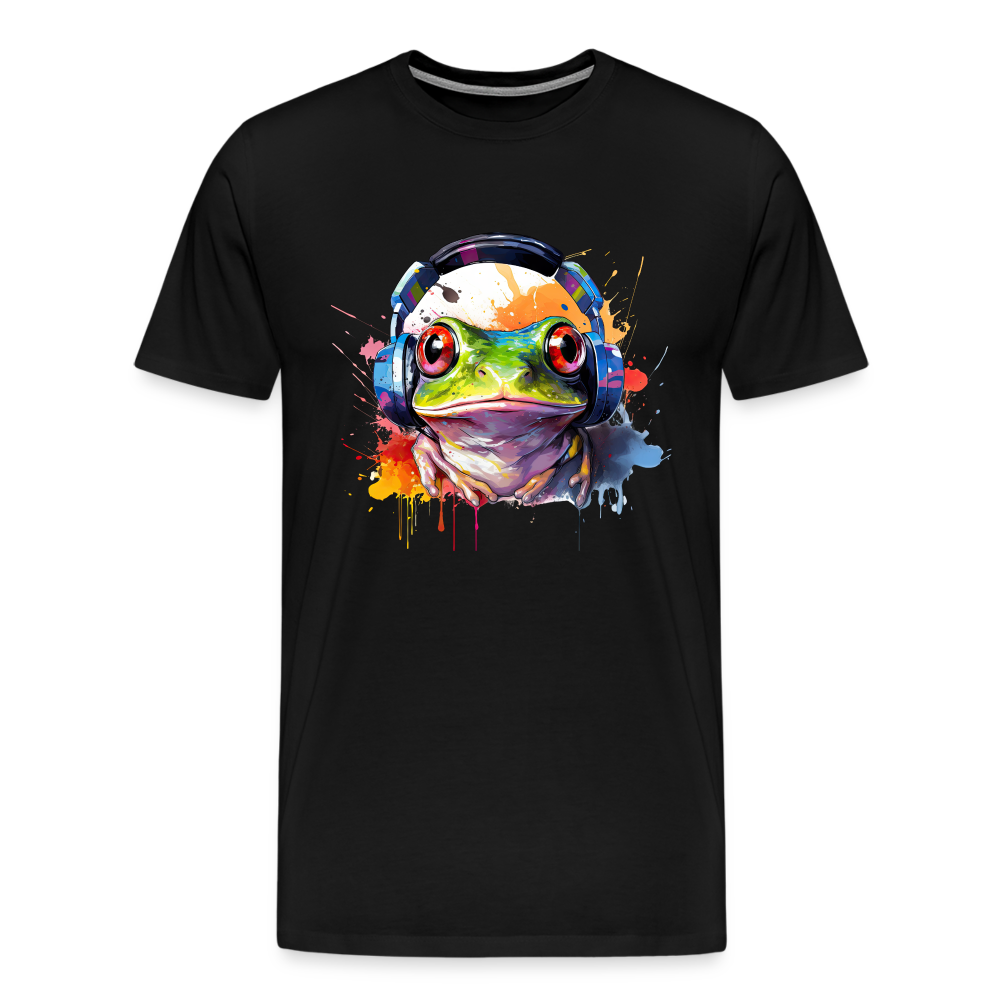 Frosch Kopfhörer Safari Zoo Männer Premium T-Shirt - Schwarz