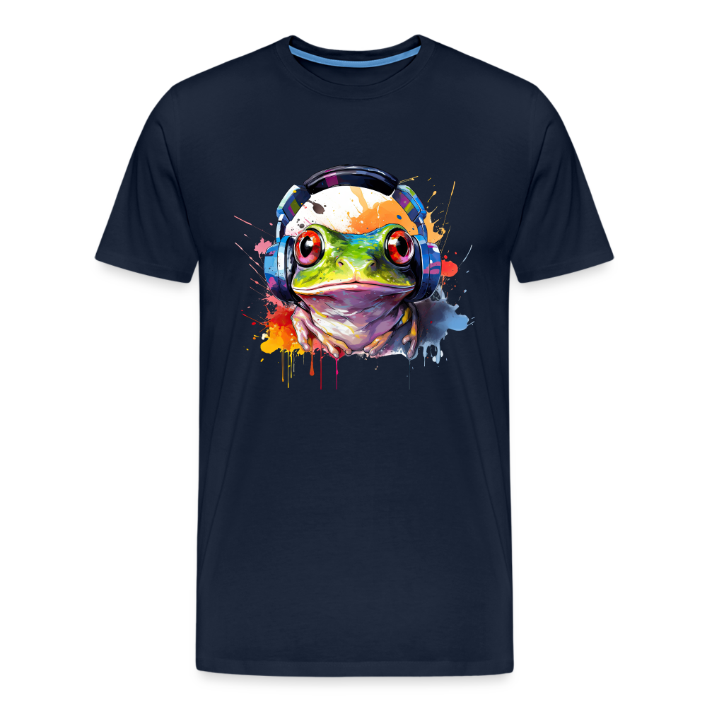 Frosch Kopfhörer Safari Zoo Männer Premium T-Shirt - Navy