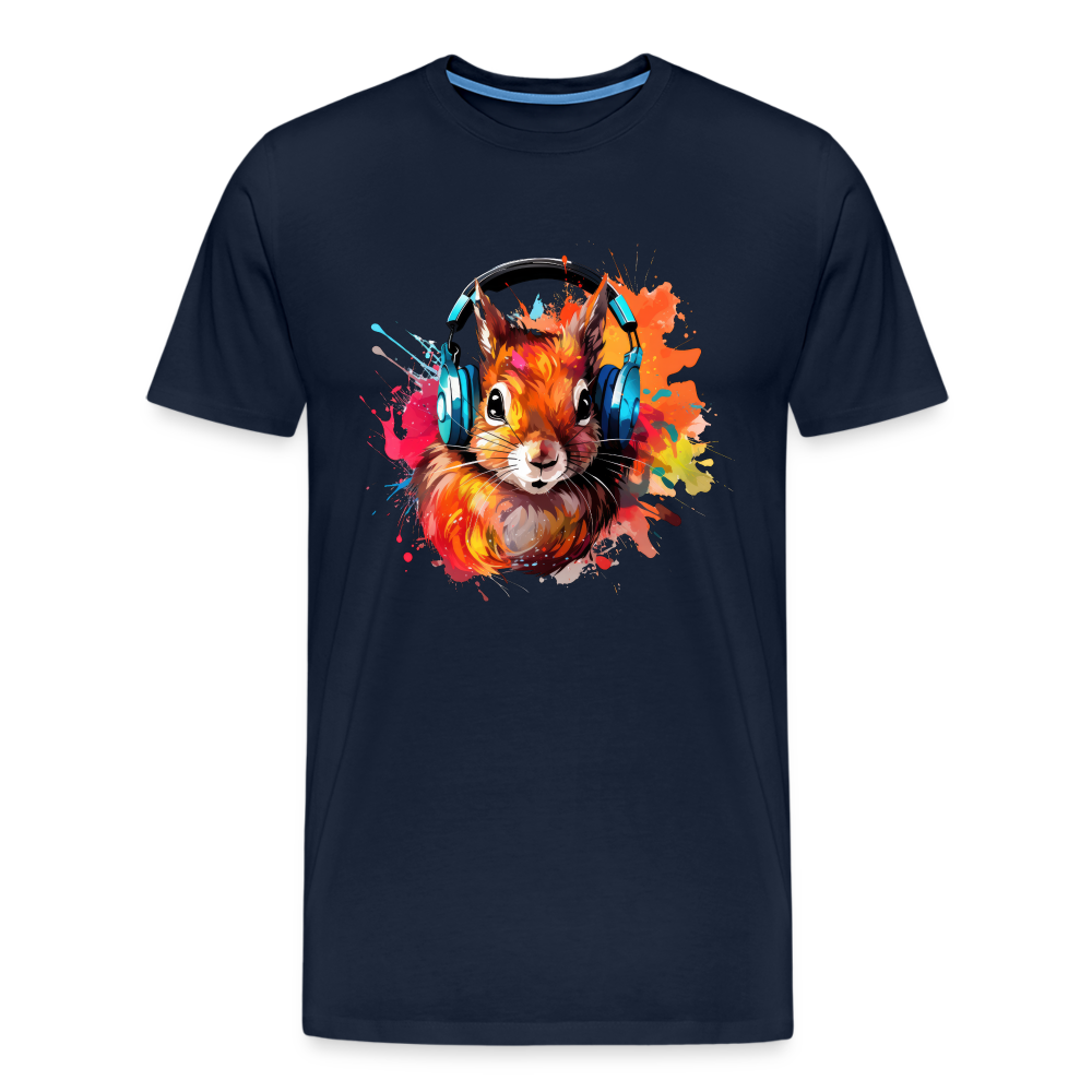 Eichhörnchen Kopfhörer Safari Zoo Männer Premium T-Shirt - Navy
