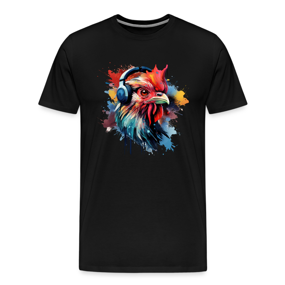 Hahn Kopfhörer Safari Zoo Männer Premium T-Shirt - Schwarz