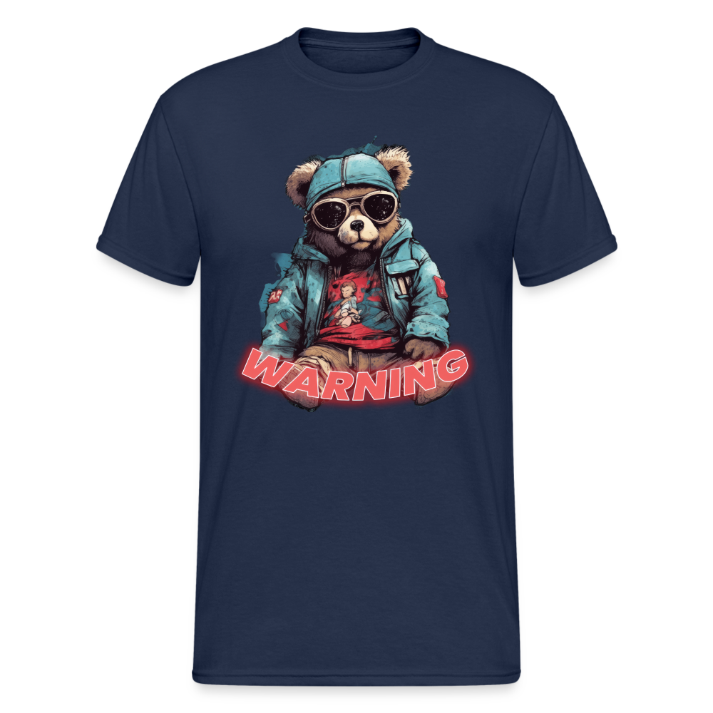 Teddybär Bear Warning Streetwear Spruch T-Shirt Herren - Navy