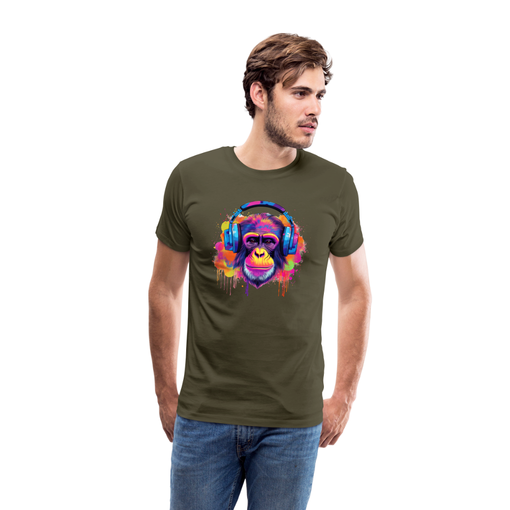 DJ Monkey Affe T-Shirt Männer Premium T-Shirt - Khaki