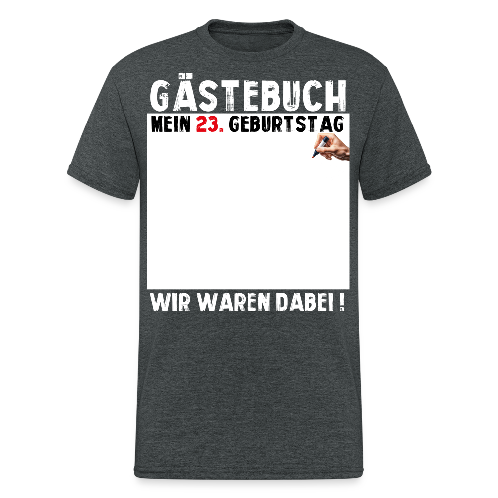 23. Geburtstag Gästebuch T-Shirt Lustig Geschenk T-Shirt - Dunkelgrau meliert