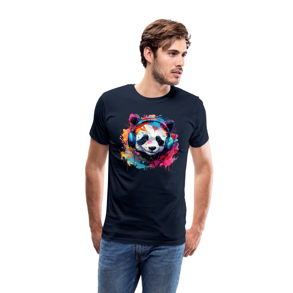 Panda Kopfhörer Safari Zoo Männer Premium T-Shirt - Navy