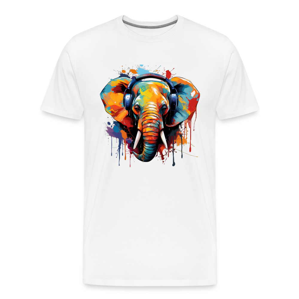 Elefant Kopfhörer Safari Zoo Männer Premium T-Shirt - Weiß