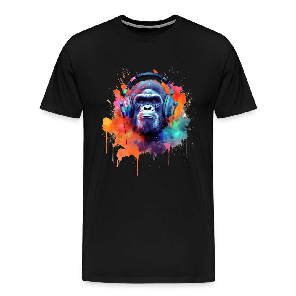 DJ Monkey Affe T-Shirt Männer Premium T-Shirt - Schwarz