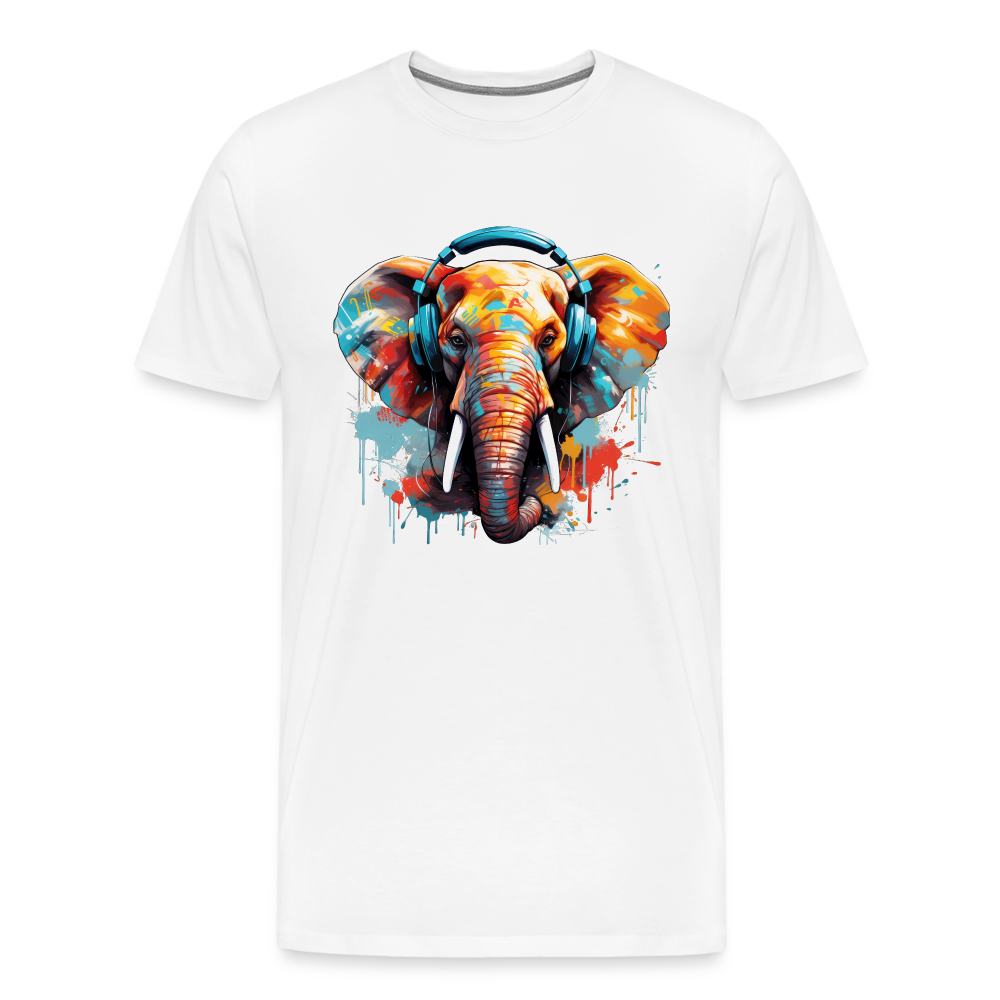 Elefant Kopfhörer Safari Zoo Männer Premium T-Shirt - Weiß