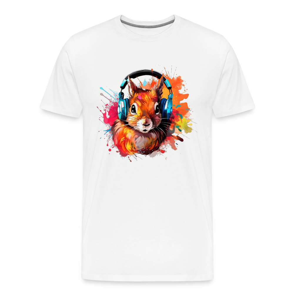 Eichhörnchen Kopfhörer Safari Zoo Männer Premium T-Shirt - Weiß