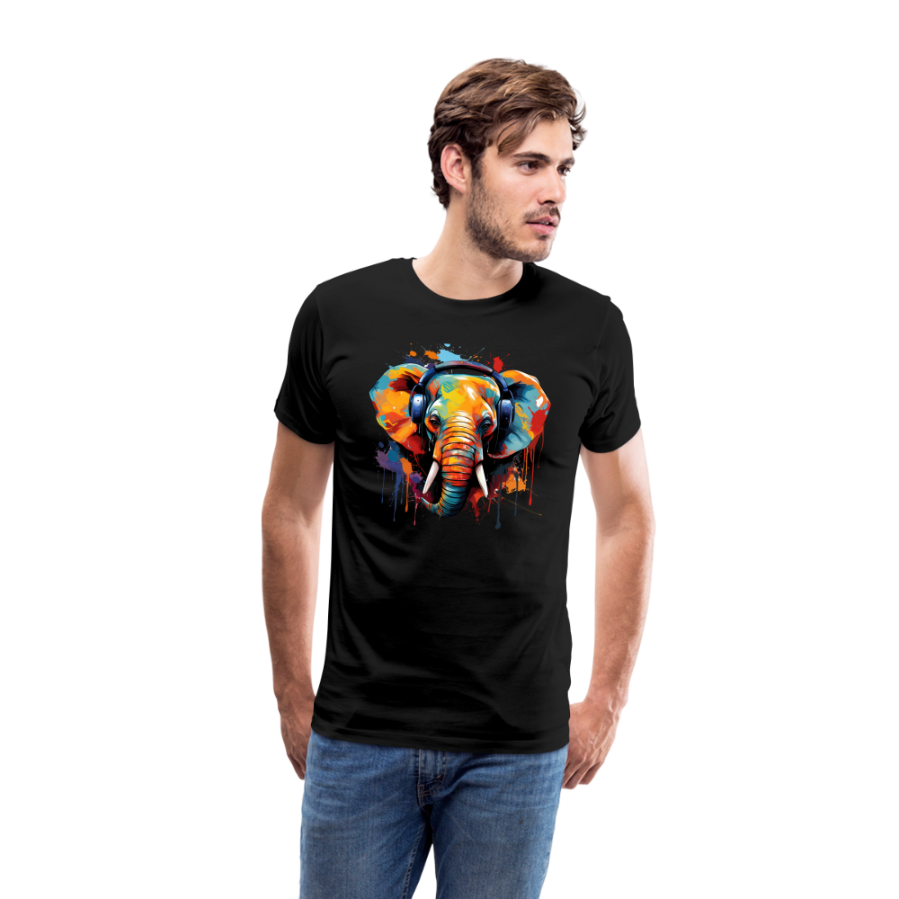 Elefant Kopfhörer Safari Zoo Männer Premium T-Shirt - Schwarz