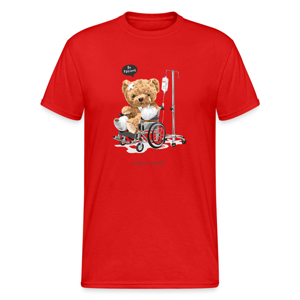 Teddybär Bear Time Heals Master Streetwear Spruch T-Shirt Herren - Rot