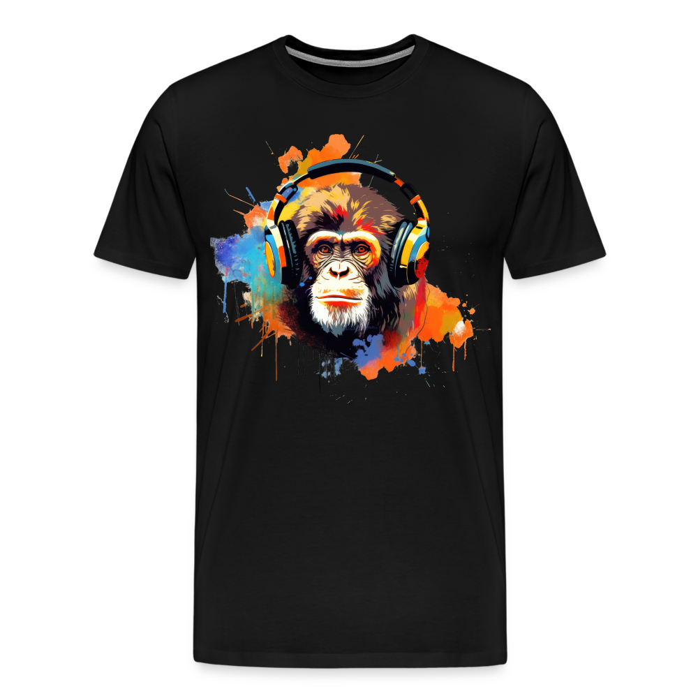 DJ Monkey Affe T-Shirt Männer Premium T-Shirt - Schwarz