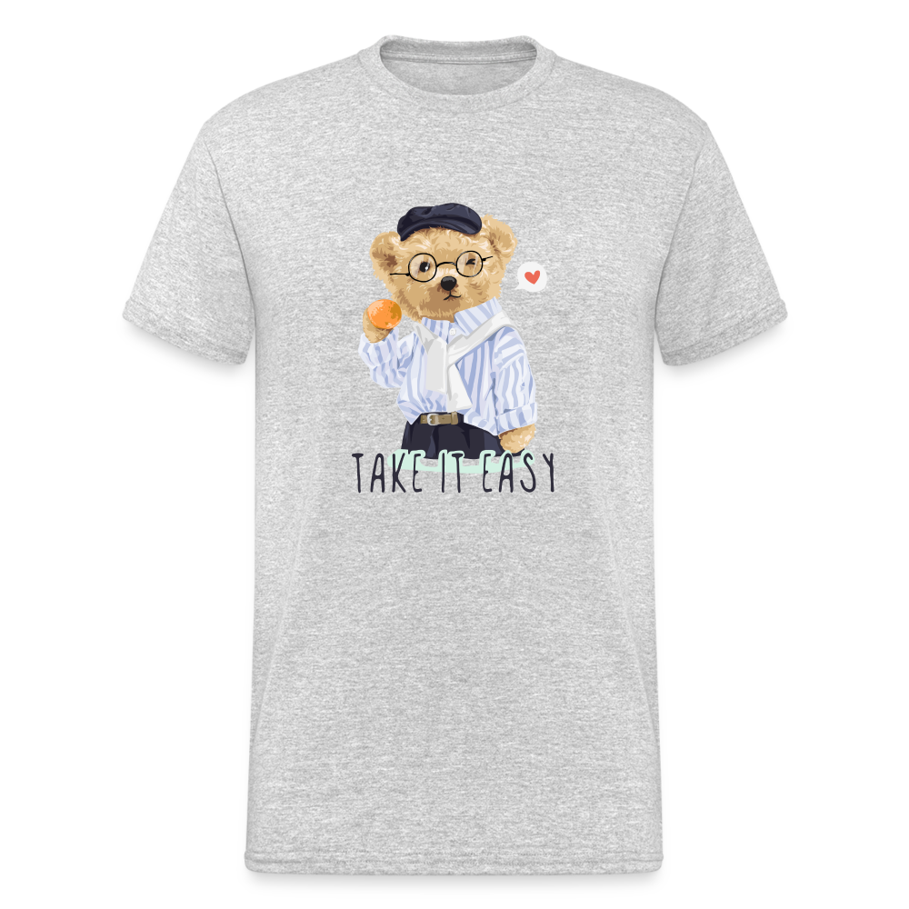 Teddybär Bear Take it easy Streetwear Spruch T-Shirt Herren - Grau meliert