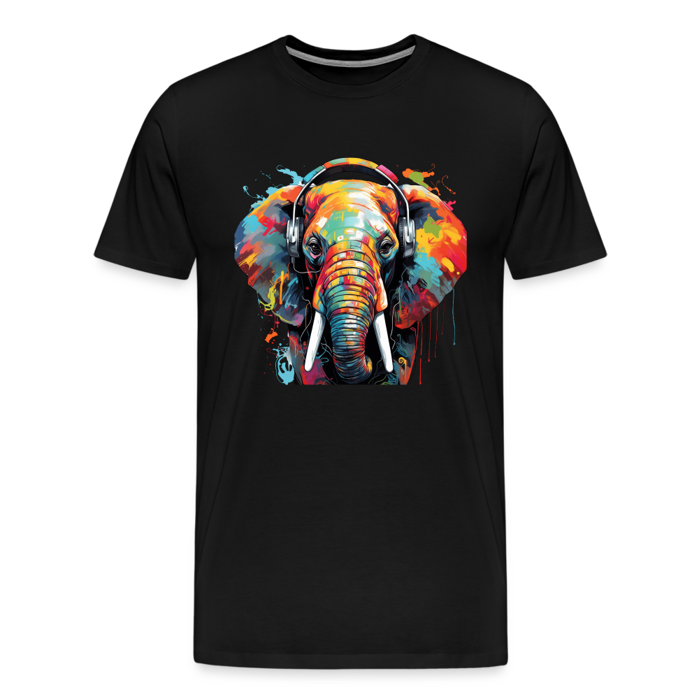 Elefant Kopfhörer Safari Zoo Männer Premium T-Shirt - Schwarz