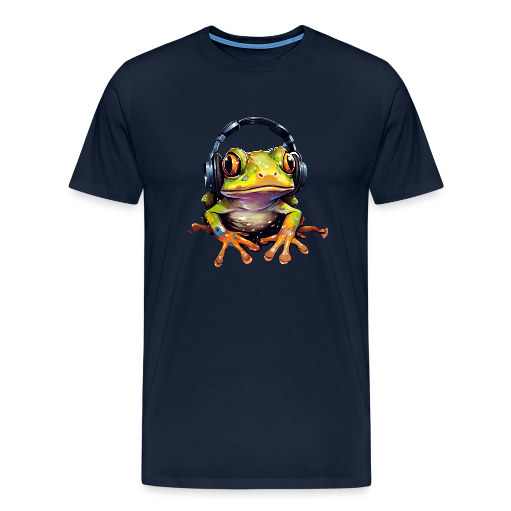 Frosch Kopfhörer Safari Zoo Männer Premium T-Shirt - Navy