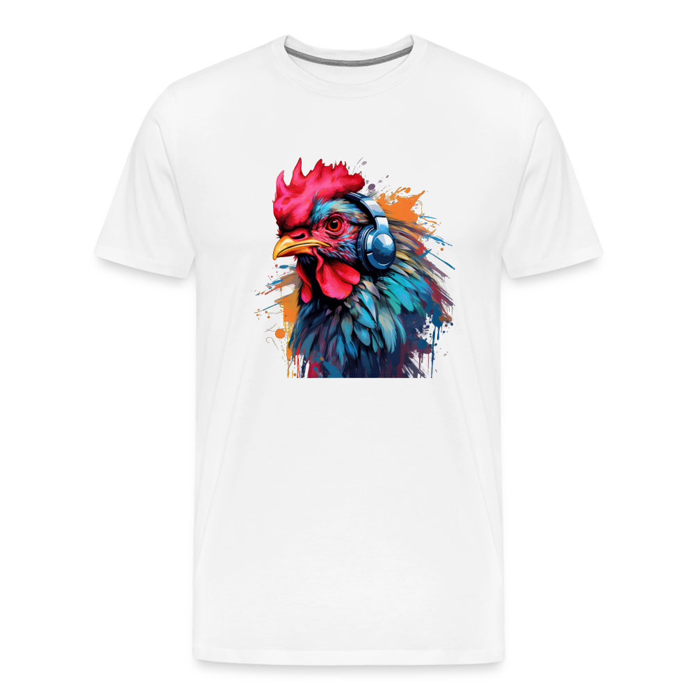 Hahn Kopfhörer Safari Zoo Männer Premium T-Shirt - Weiß