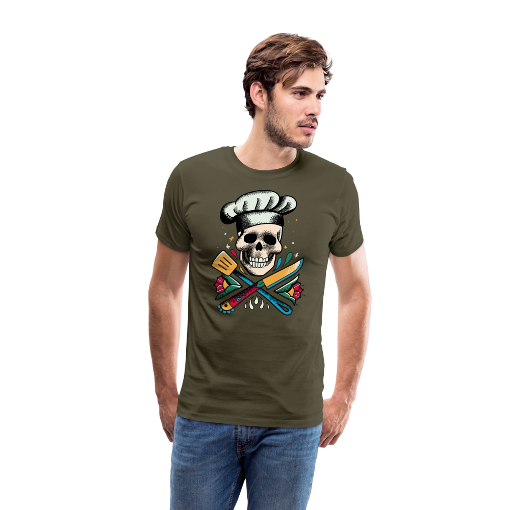 Cook Skull Koch Totenkopf Premium T-Shirt Herren - Khaki