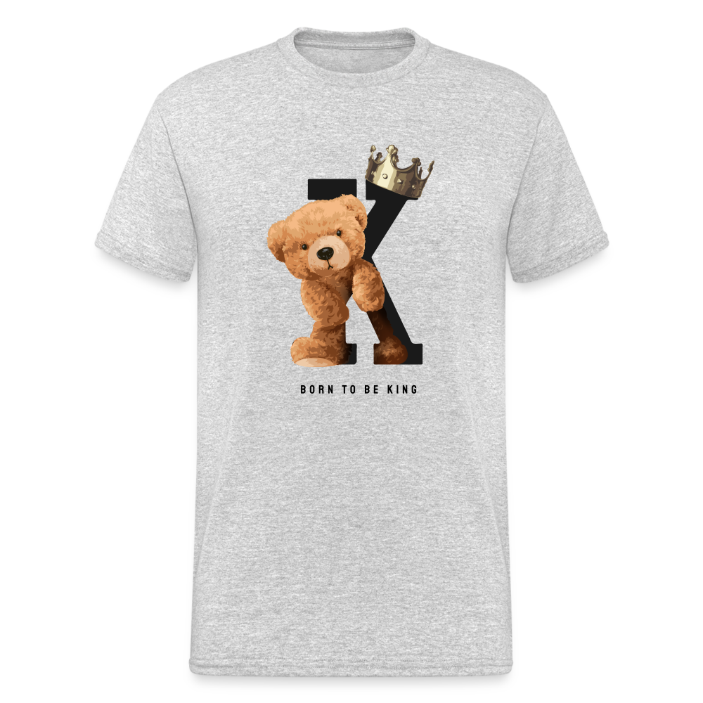 Teddybär Bear born to be King Streetwear Spruch T-Shirt Herren - Grau meliert