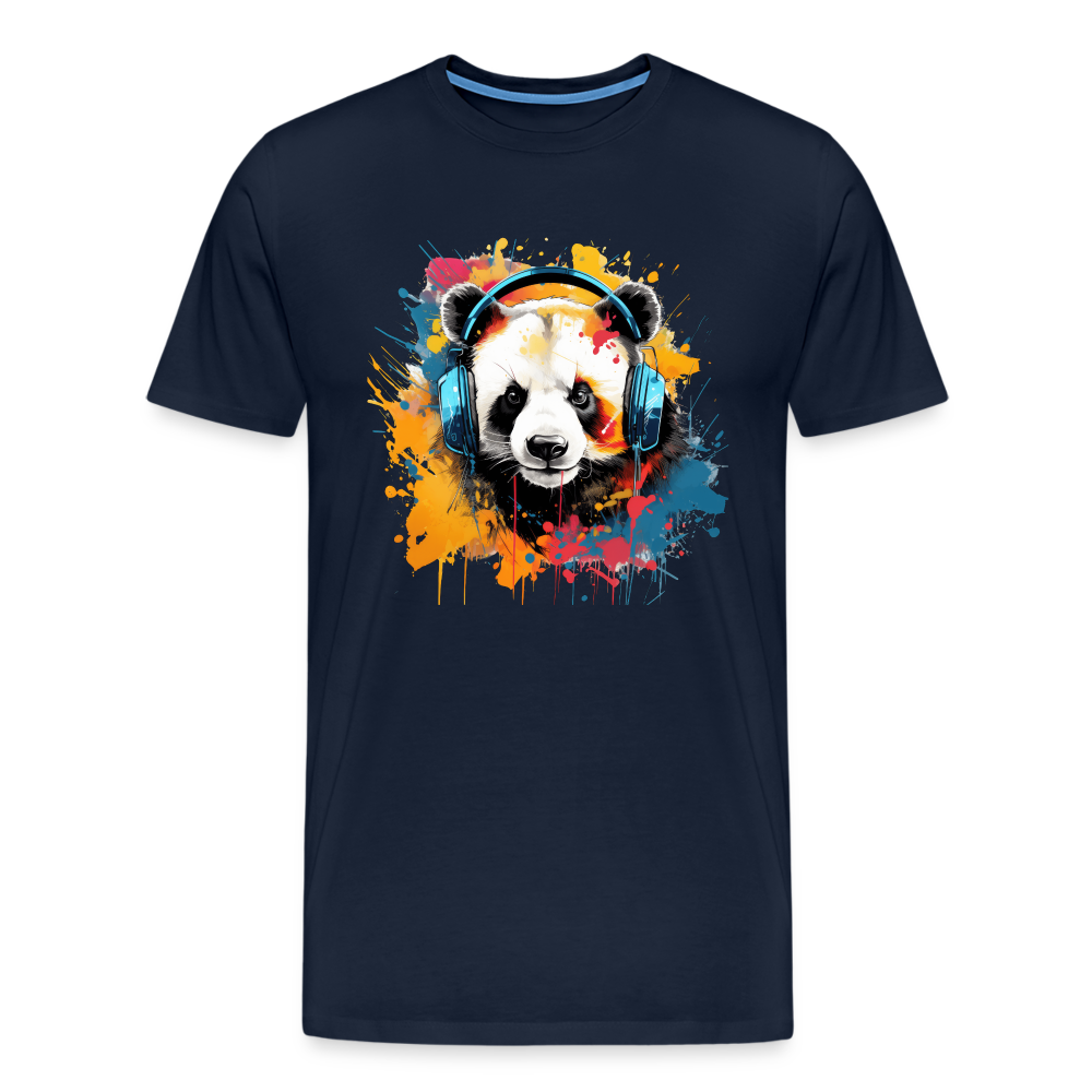 Panda Kopfhörer Safari Zoo Männer Premium T-Shirt - Navy
