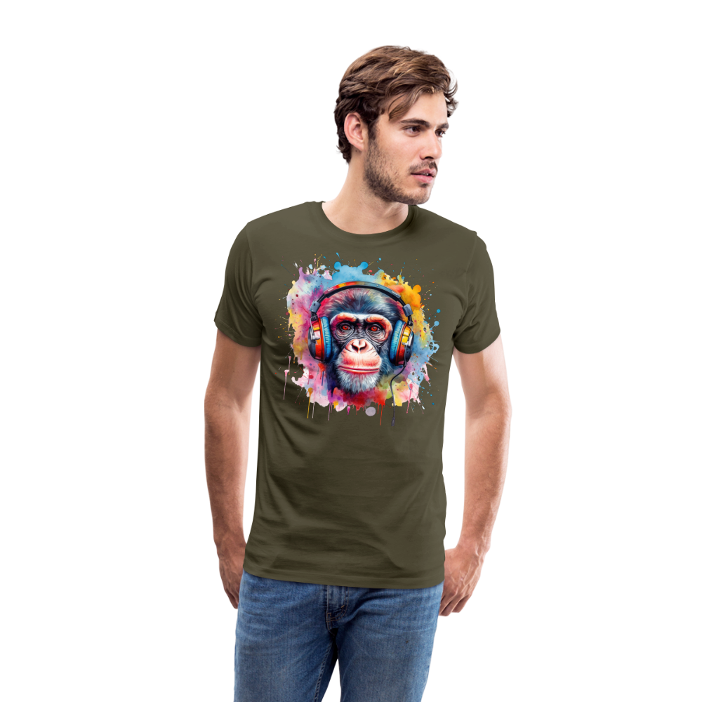 DJ Monkey Affe T-Shirt Männer Premium T-Shirt - Khaki