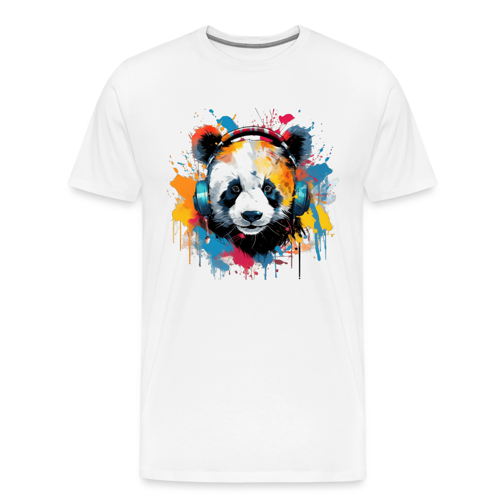 Panda Kopfhörer Safari Zoo Männer Premium T-Shirt - Weiß