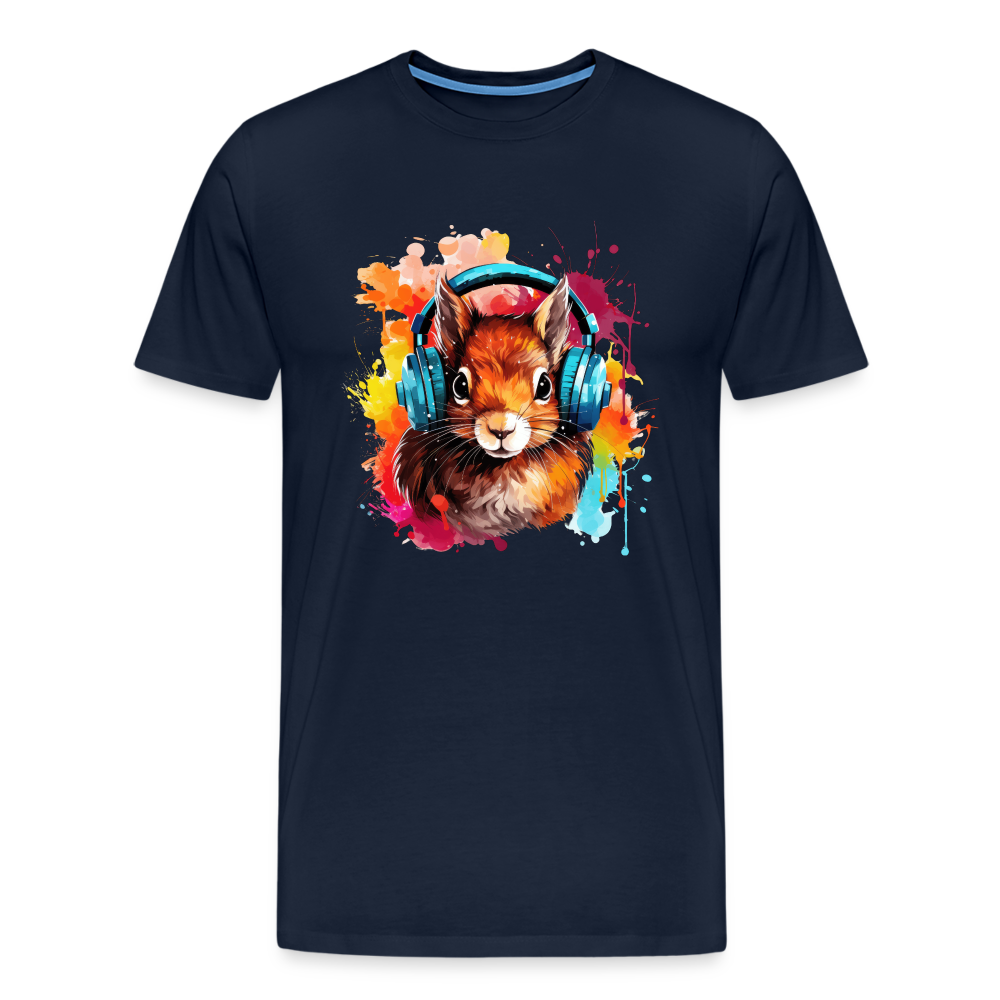 Eichhörnchen Kopfhörer Safari Zoo Männer Premium T-Shirt - Navy