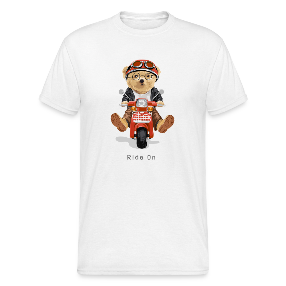 Teddybär Bear Ride on Streetwear Spruch T-Shirt Herren - Weiß