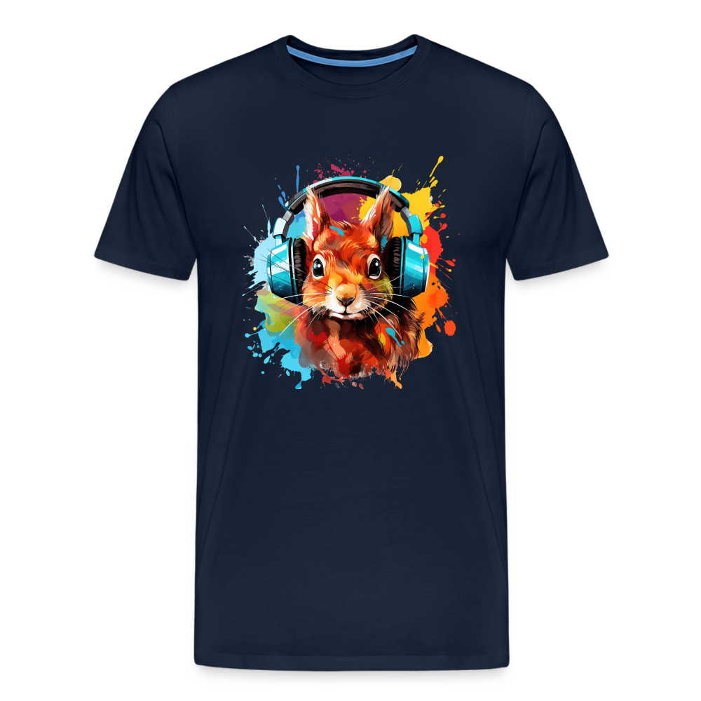 Eichhörnchen Kopfhörer Safari Zoo Männer Premium T-Shirt - Navy