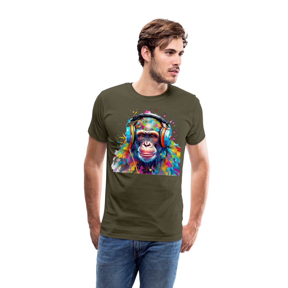DJ Monkey Affe T-Shirt Männer Premium T-Shirt - Khaki