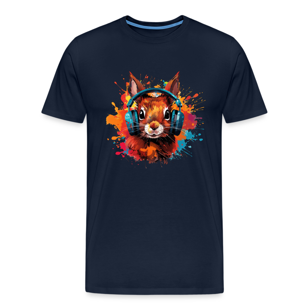 Eichhörnchen Kopfhörer Safari Zoo Männer Premium T-Shirt - Navy