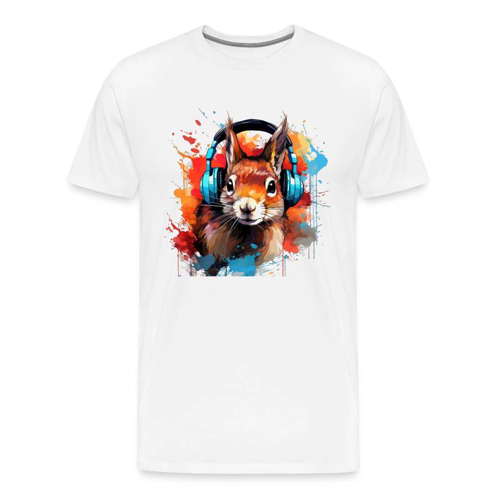 Eichhörnchen Kopfhörer Safari Zoo Männer Premium T-Shirt - Weiß